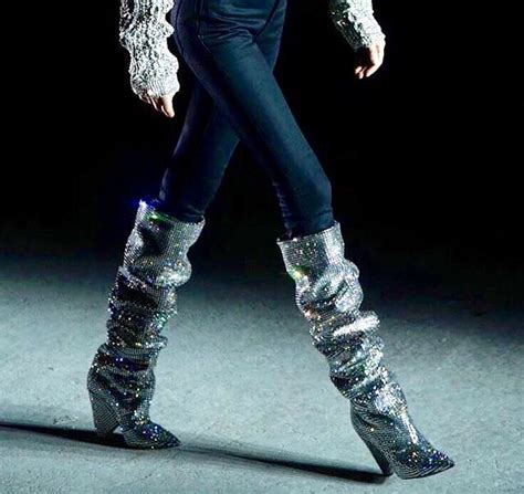 yves saint laurent crystal boots